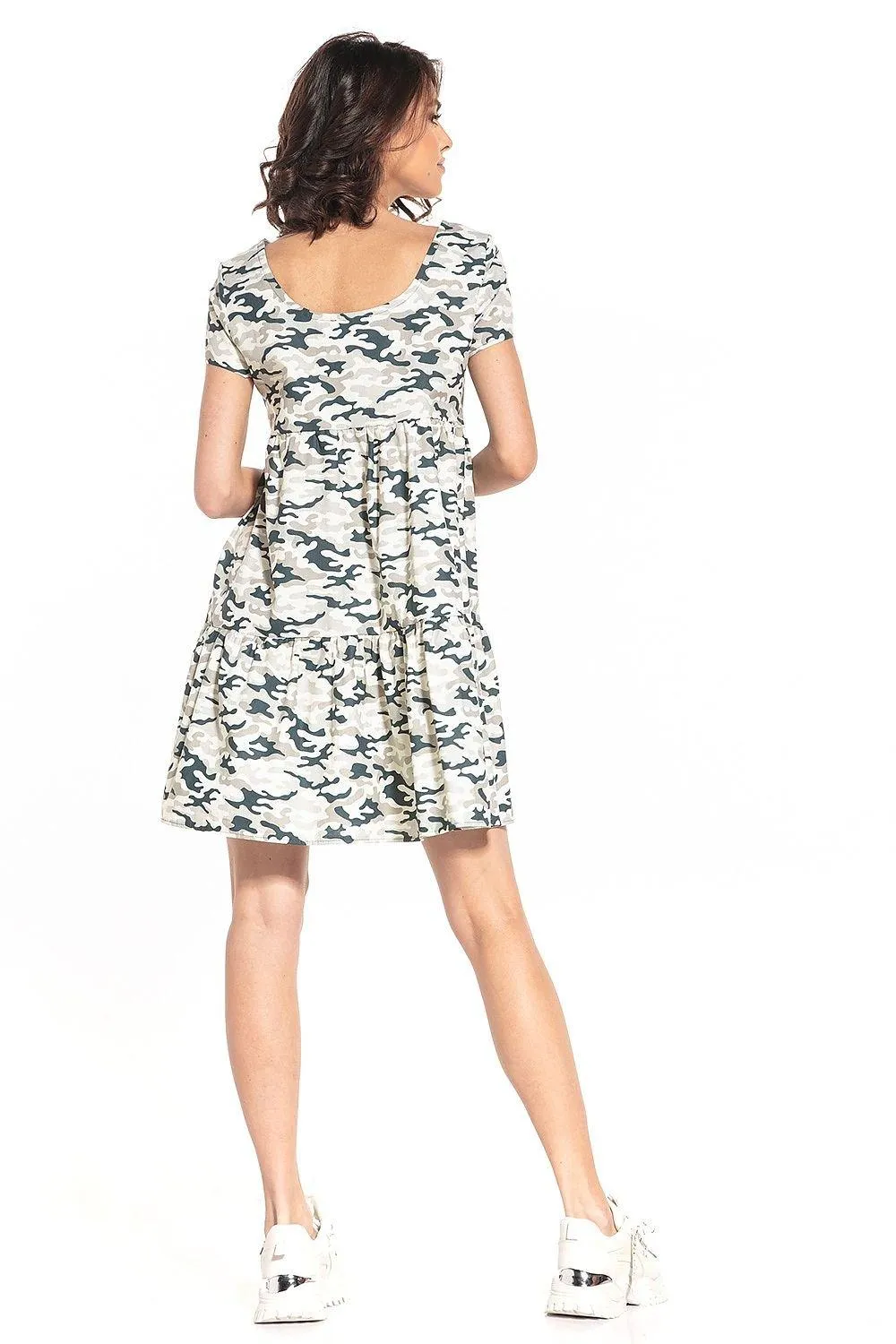 Charming Floral Boat Neck Mini Dress - 100% Cotton, Multiple Sizes Available