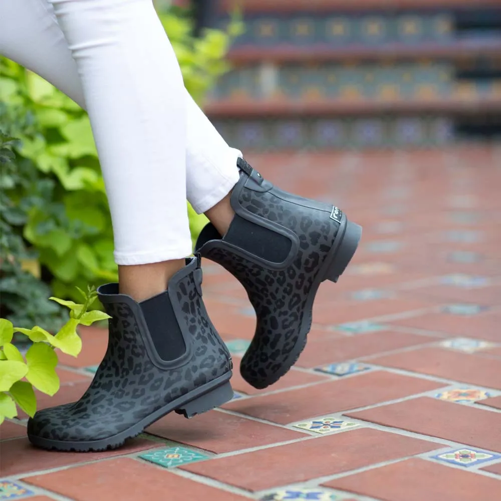 Chelsea Matte Gray Leopard Women's Rain Boots