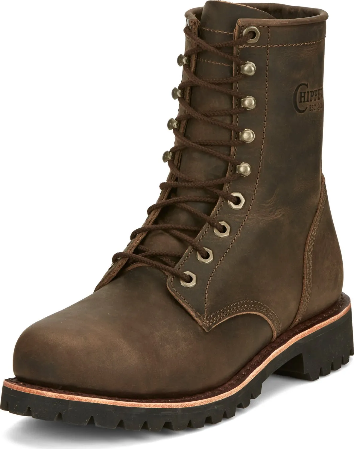 Chippewa Mens Classic 2.0 8in Steel Toe Chocolate Apache Leather Work Boots