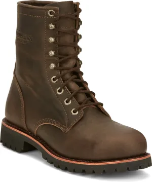 Chippewa Mens Classic 2.0 8in Steel Toe Chocolate Apache Leather Work Boots