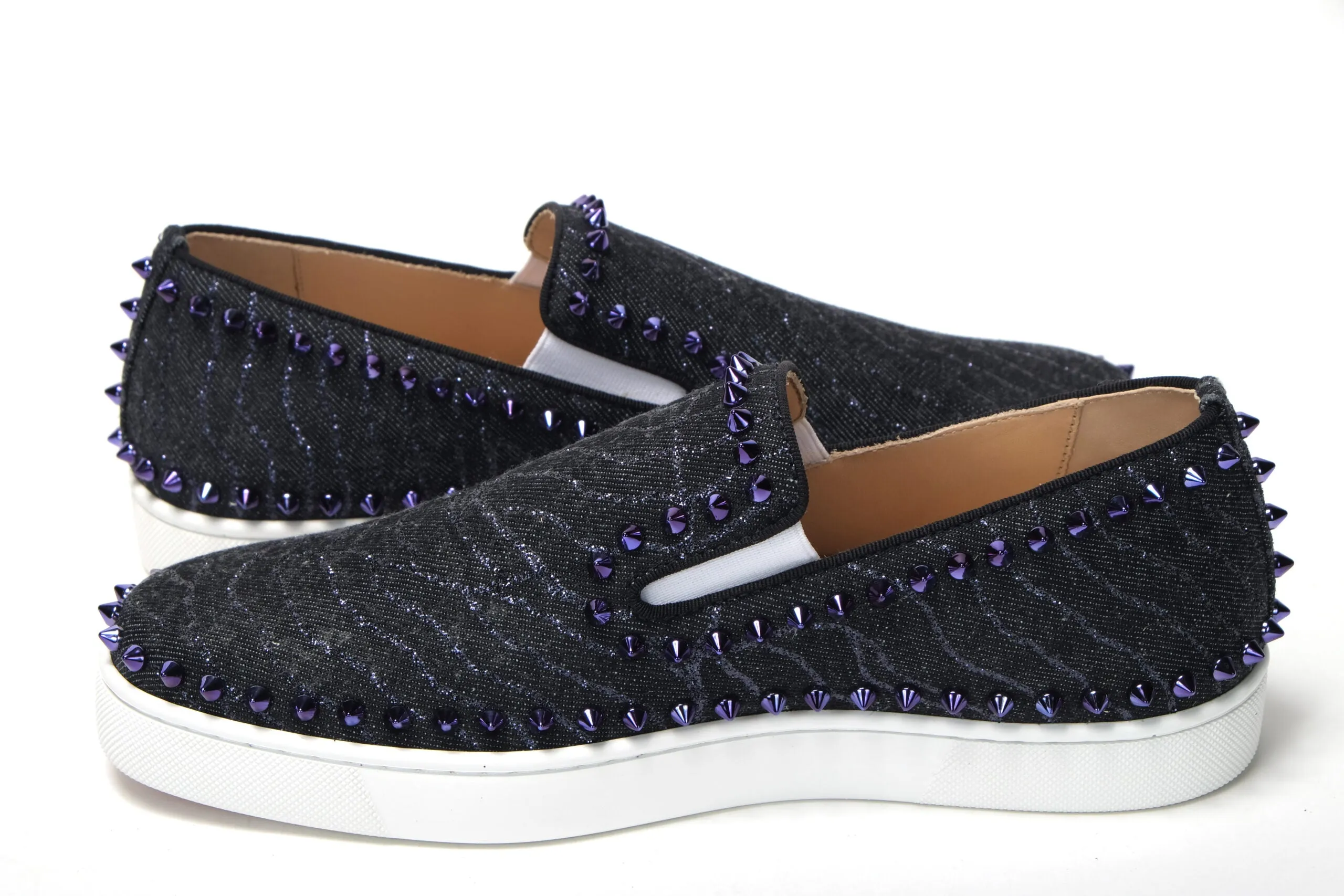 Christian Louboutin Navy/Electro Met Pik Boat Flat Shoes