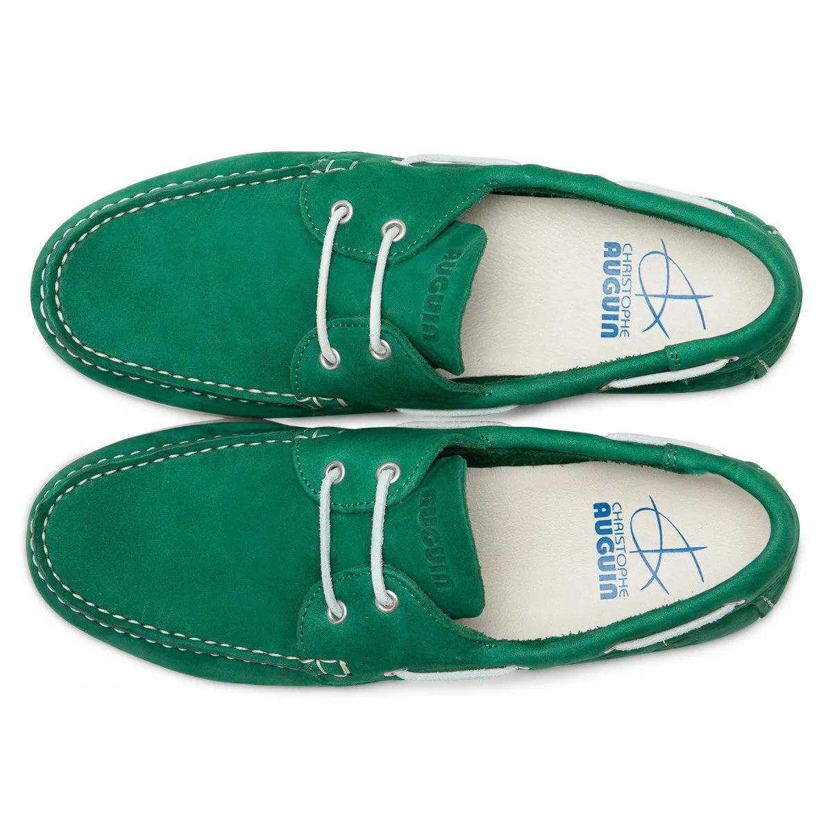 Christophe Auguin French Boat Shoe in Vert Green
