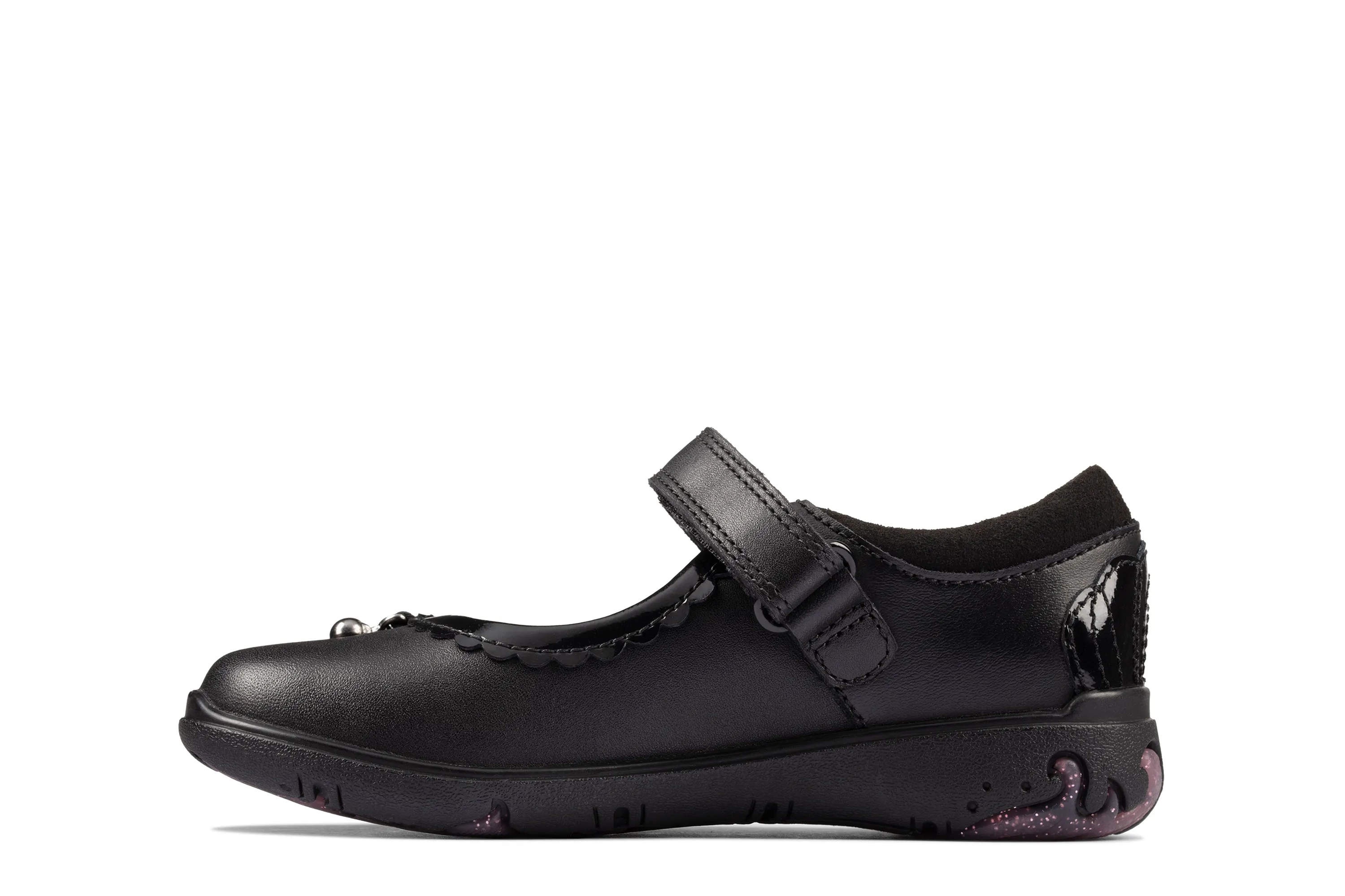 Clarks Sea Shimmer Girls Black School Shoe