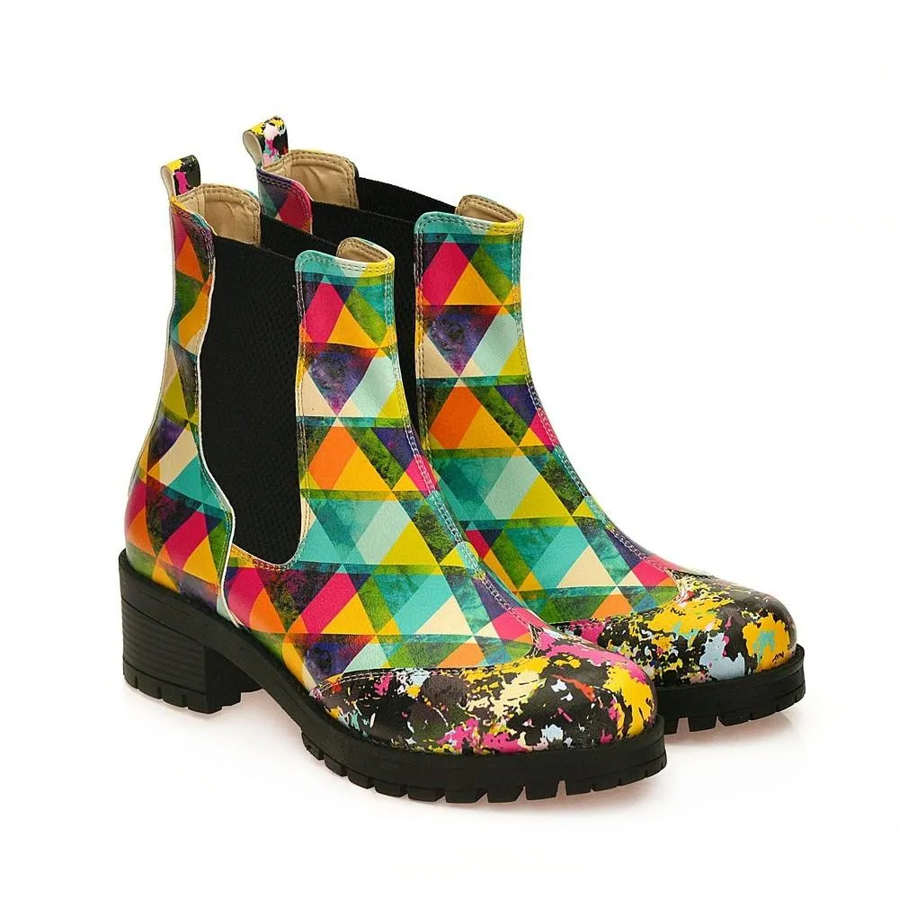 Colored Triangles Short Boots WLAS115