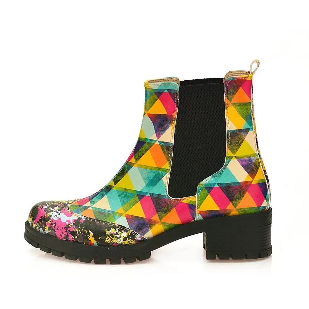 Colored Triangles Short Boots WLAS115