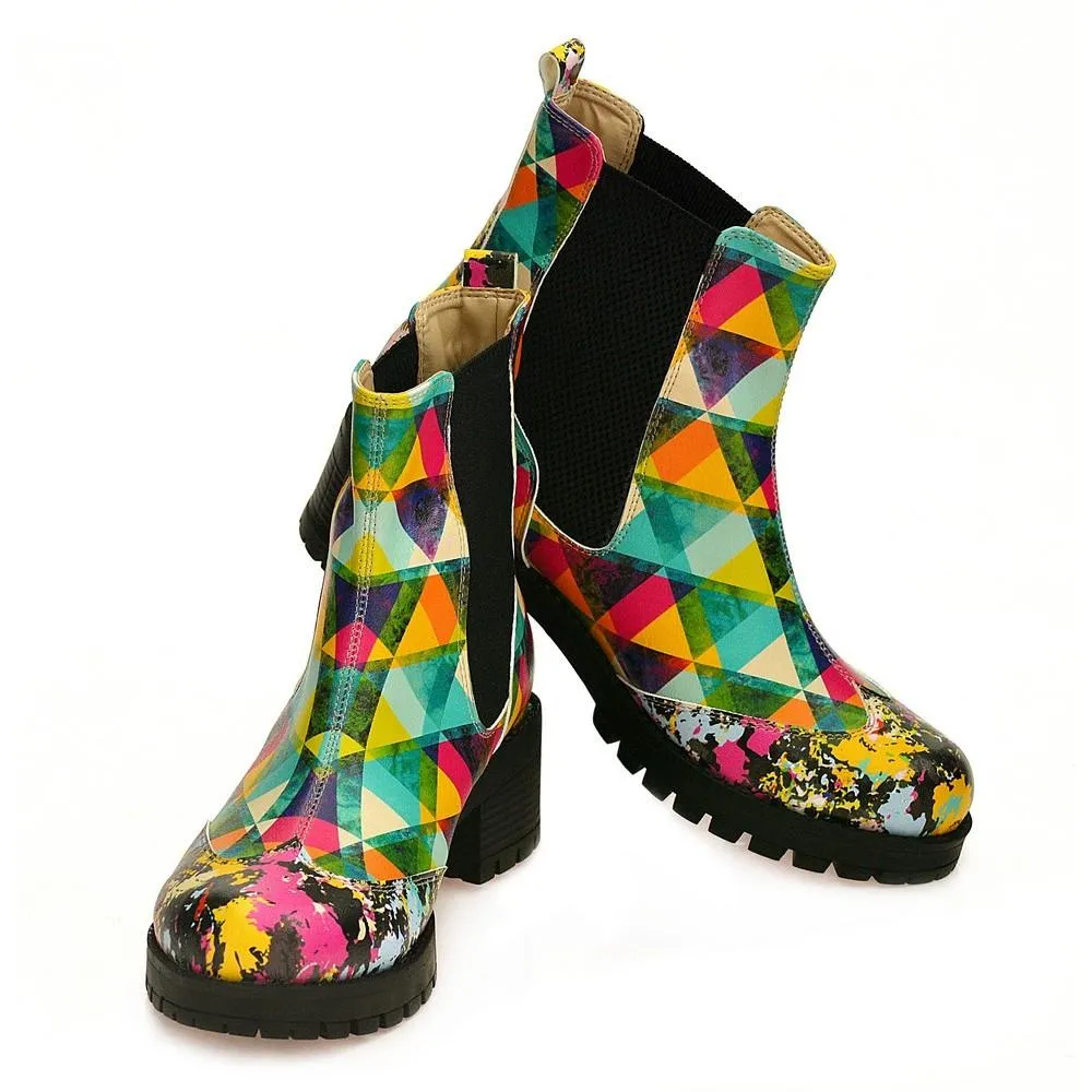 Colored Triangles Short Boots WLAS115