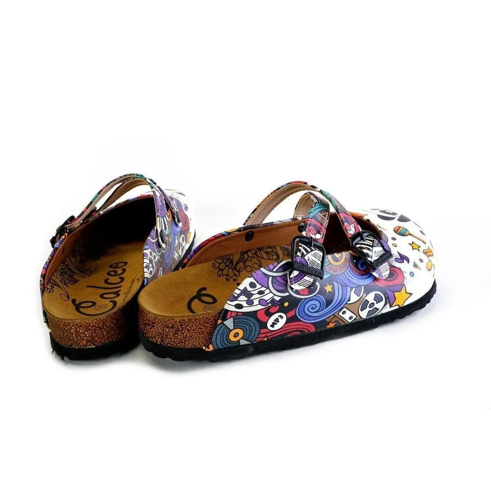 Colorful Moving and Mixed Patterned and White Dancing Panda Patterned Clogs - WCAL176