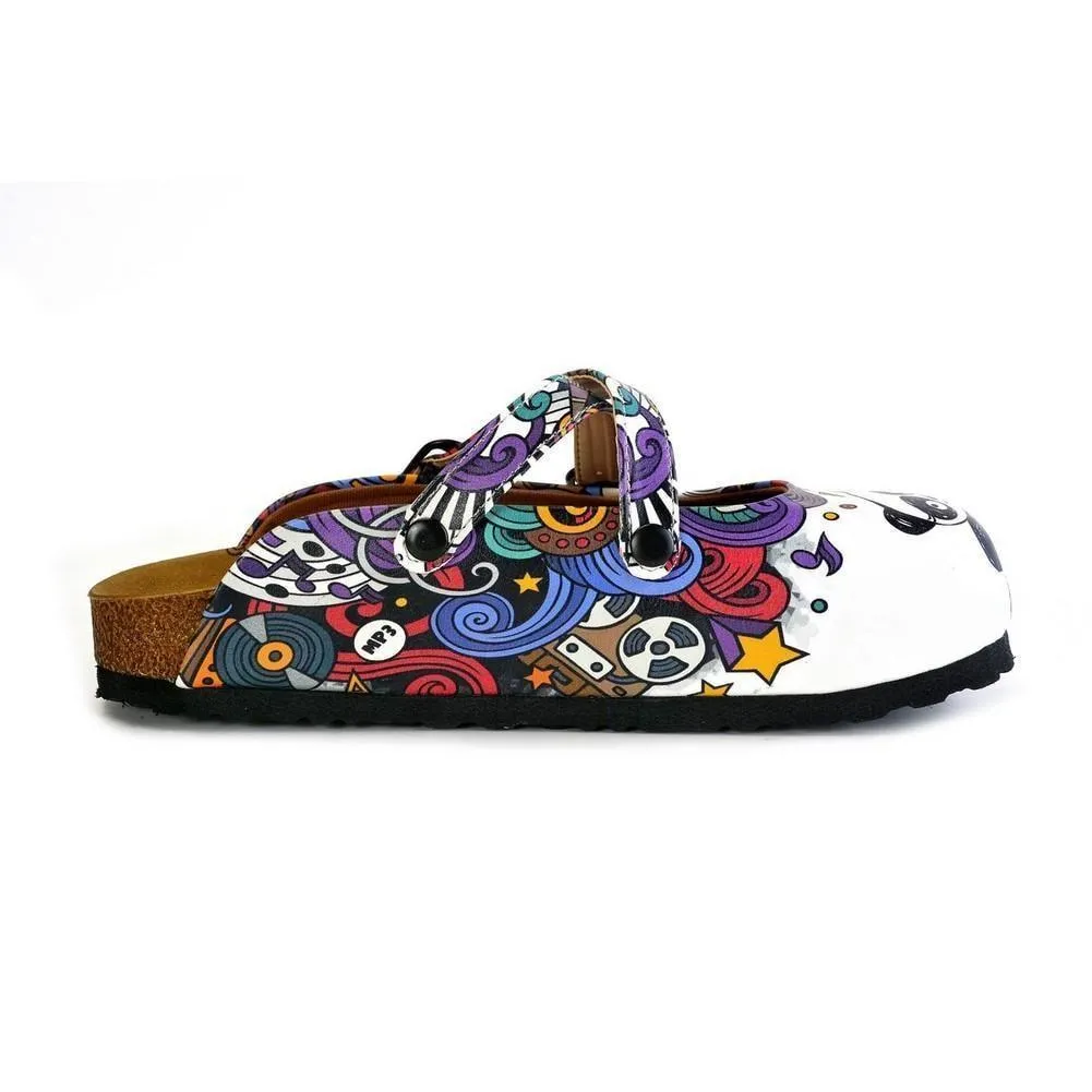 Colorful Moving and Mixed Patterned and White Dancing Panda Patterned Clogs - WCAL176