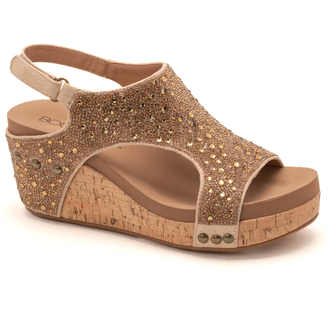 Corkys "The Ashley" Rhinestone Corky Wedge Sandal (Gold)