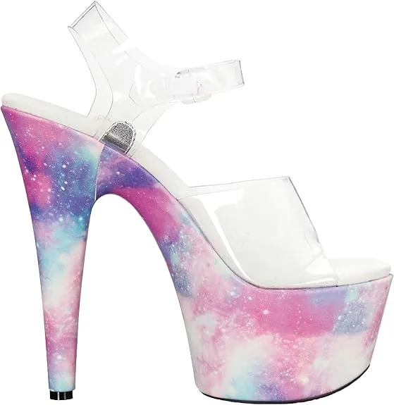 Cosmo-709 Galaxy Printed Platform Sandals