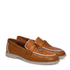 Deep Cut Yacht Shoes in Tan Leather