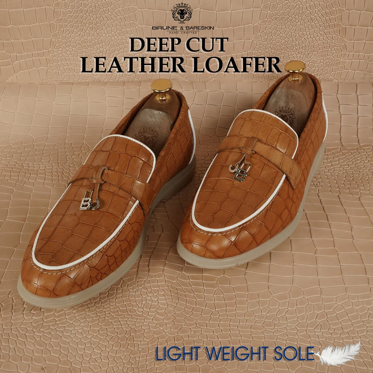 Deep Cut Yacht Shoes in Tan Leather