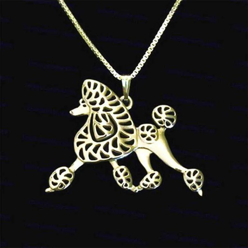 Dog Pendant Necklace - Poodle Walking