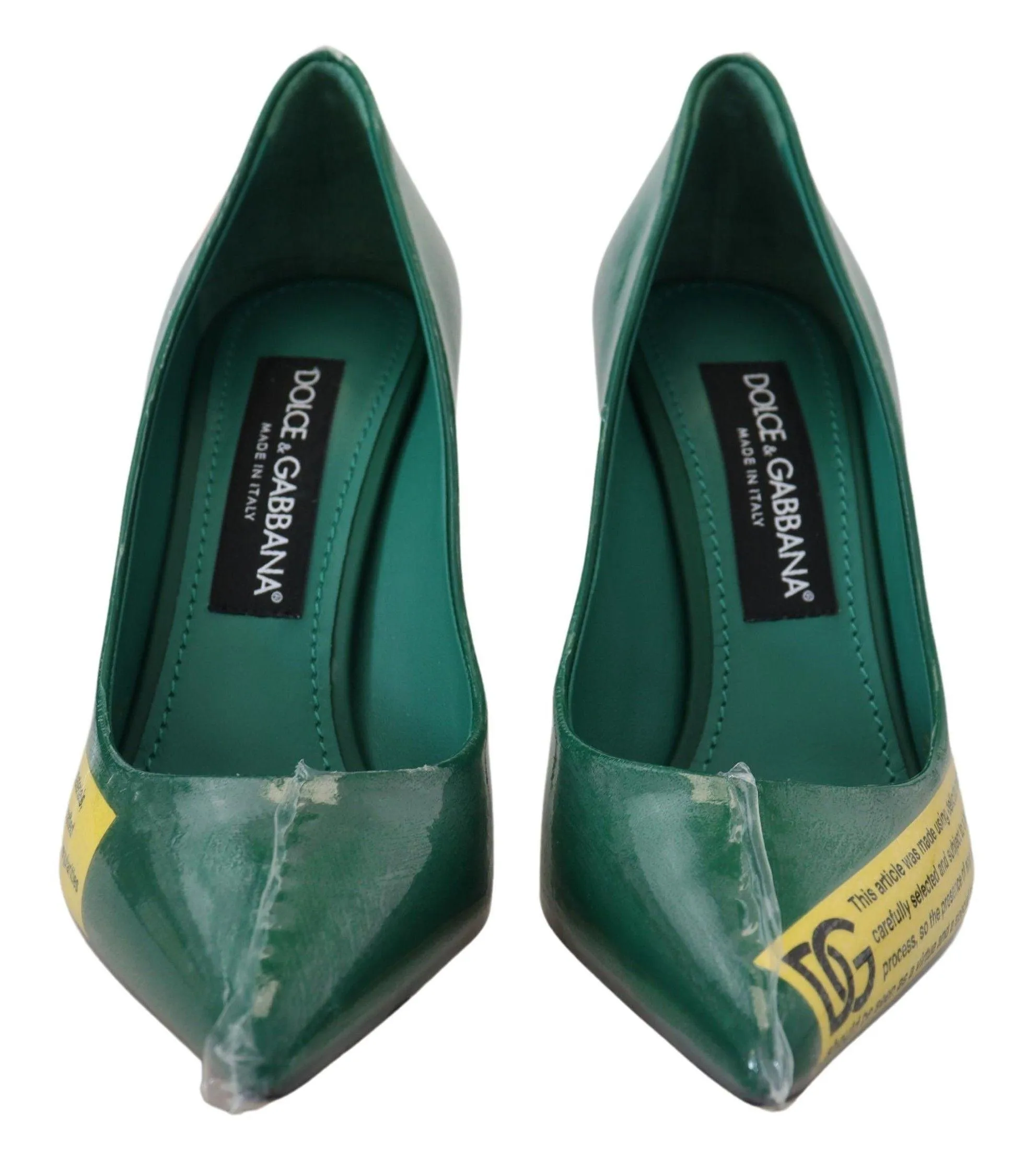 Dolce & Gabbana Green Leather Heels Pumps Plastic Shoes