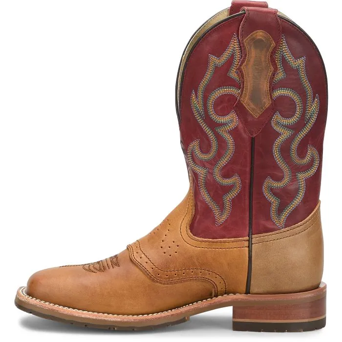 Double H Men's Tan Odie Broad Square Toe Roper Boots with Red Tops