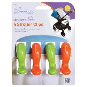 Dreambaby Strollerbuddy Stroller Clips - Orange & Green (4 Pack)