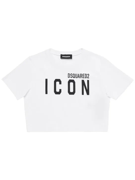 Dsquared2   Logo print cropped jersey t-shirt 