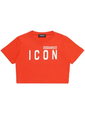 Dsquared2   Logo print cropped jersey t-shirt 