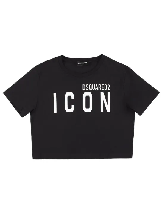 Dsquared2   Logo print cropped jersey t-shirt 