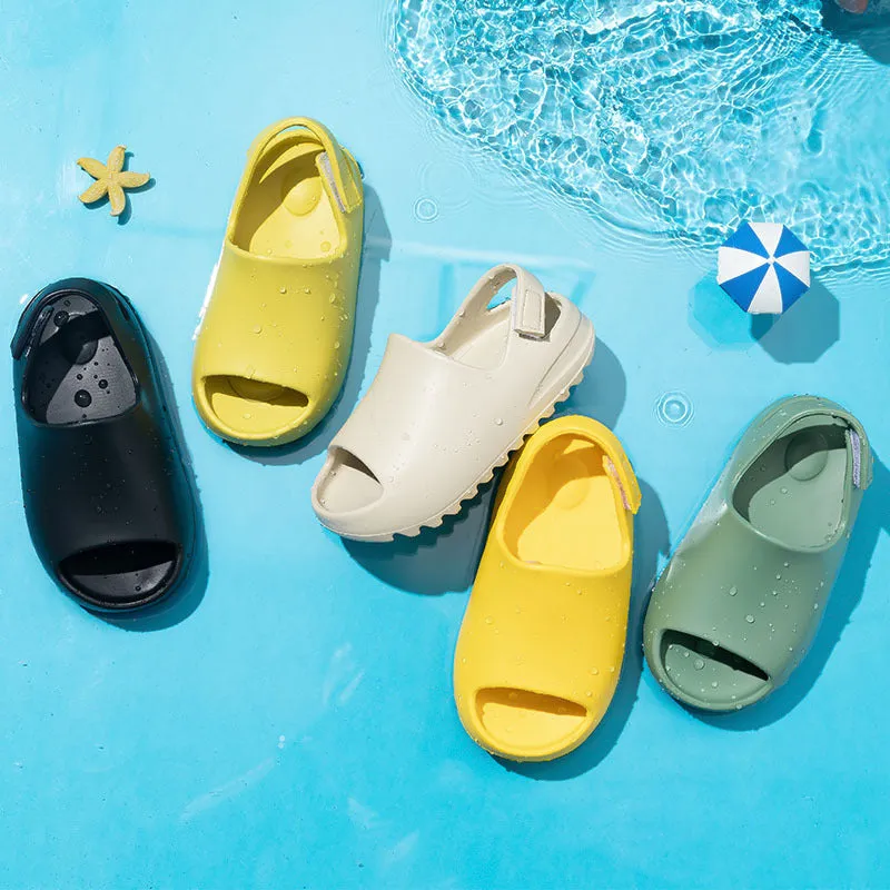 Dunnmall Summer Children's Slippers Boys Velcro Fish Mouth Soft Bottom Non-Slip Baby Sandals Yeezy Coconut Beach Shoes Women