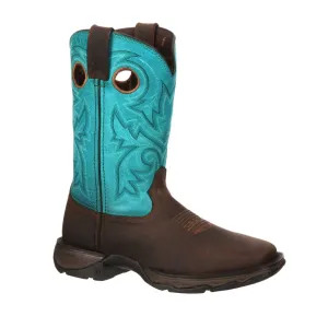 Durango Lady Rebel Work Women's Steel Toe Western Boots Dwrd022 In Brown Turquoise