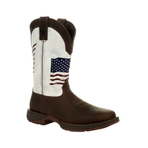 Durango Rebel Men's Distressed Flag Embroidery Western 12" Boots Ddb0312 In Bay Brown And White