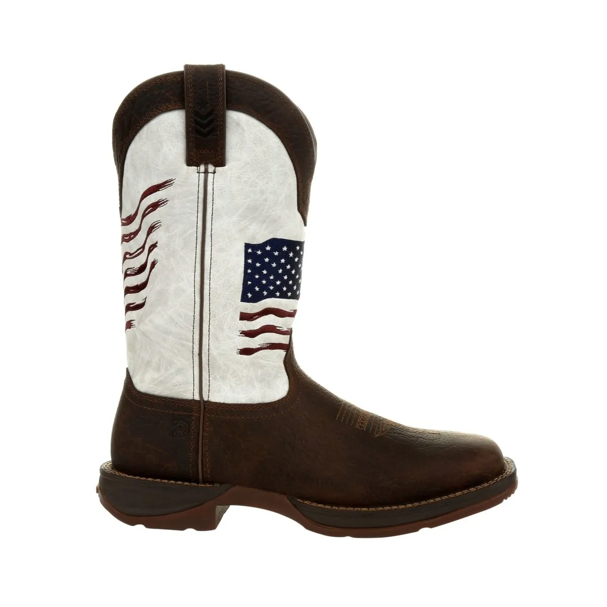 Durango Rebel Men's Distressed Flag Embroidery Western 12" Boots Ddb0312 In Bay Brown And White