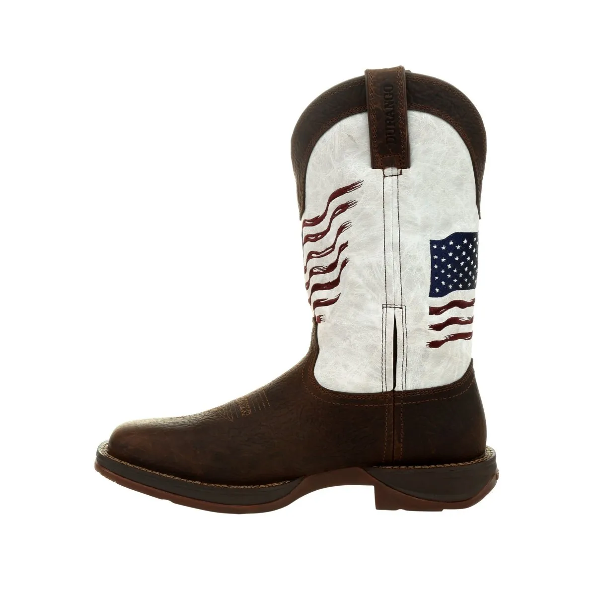 Durango Rebel Men's Distressed Flag Embroidery Western 12" Boots Ddb0312 In Bay Brown And White