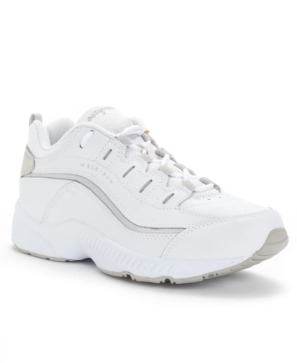 Easy Spirit Women's Romy Walking Shoes White/Grey Leather