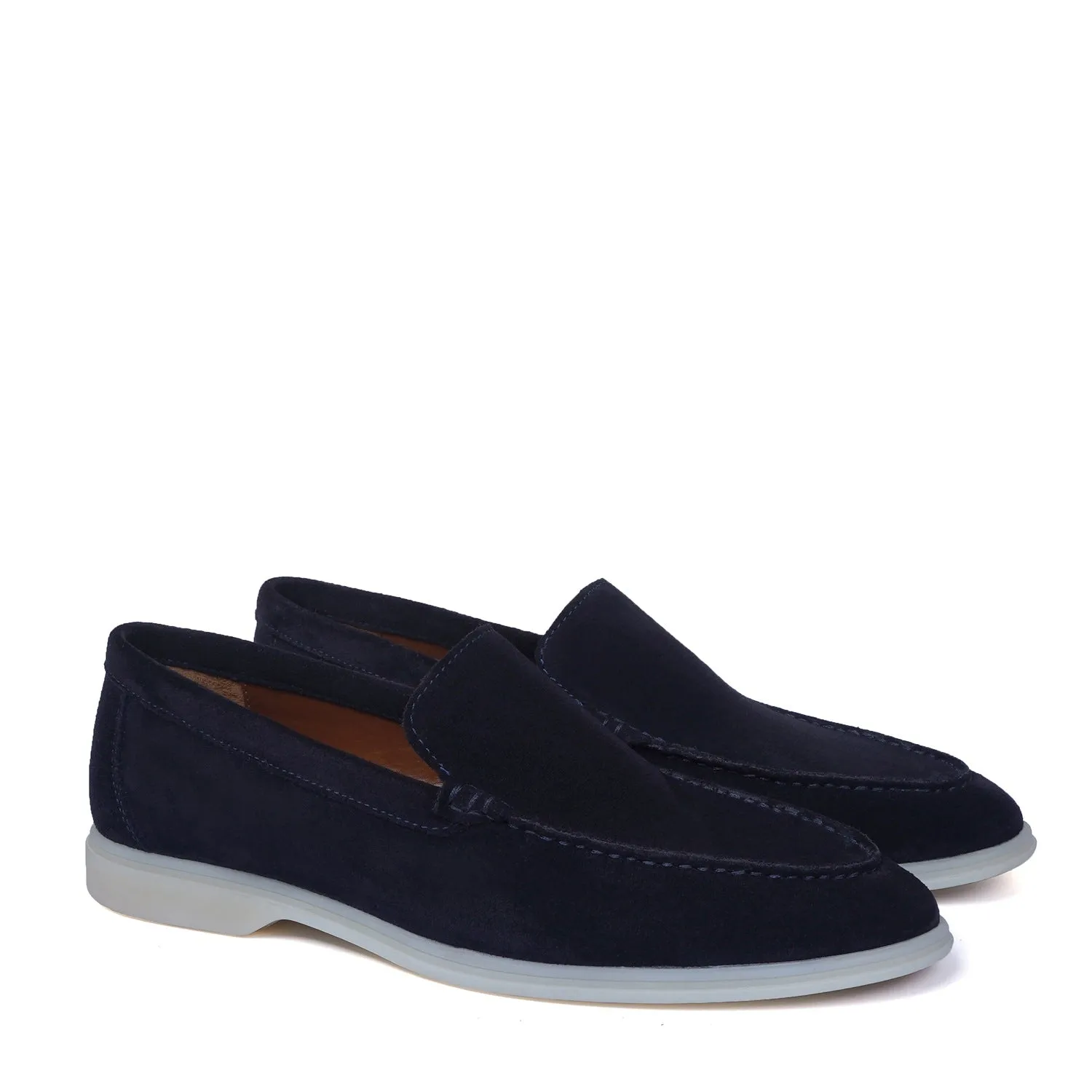 Easy Walk Yacht Shoes in Navy Blue Suede Leather