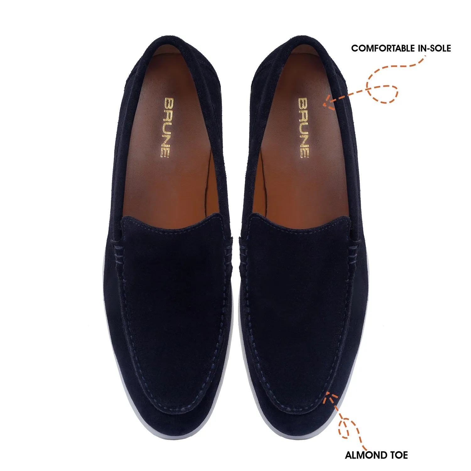 Easy Walk Yacht Shoes in Navy Blue Suede Leather