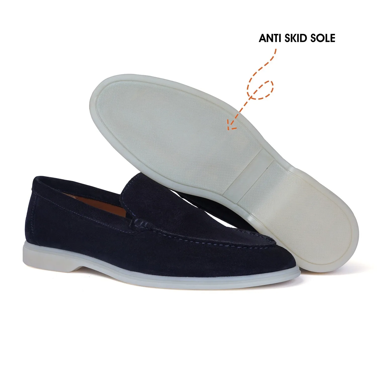 Easy Walk Yacht Shoes in Navy Blue Suede Leather