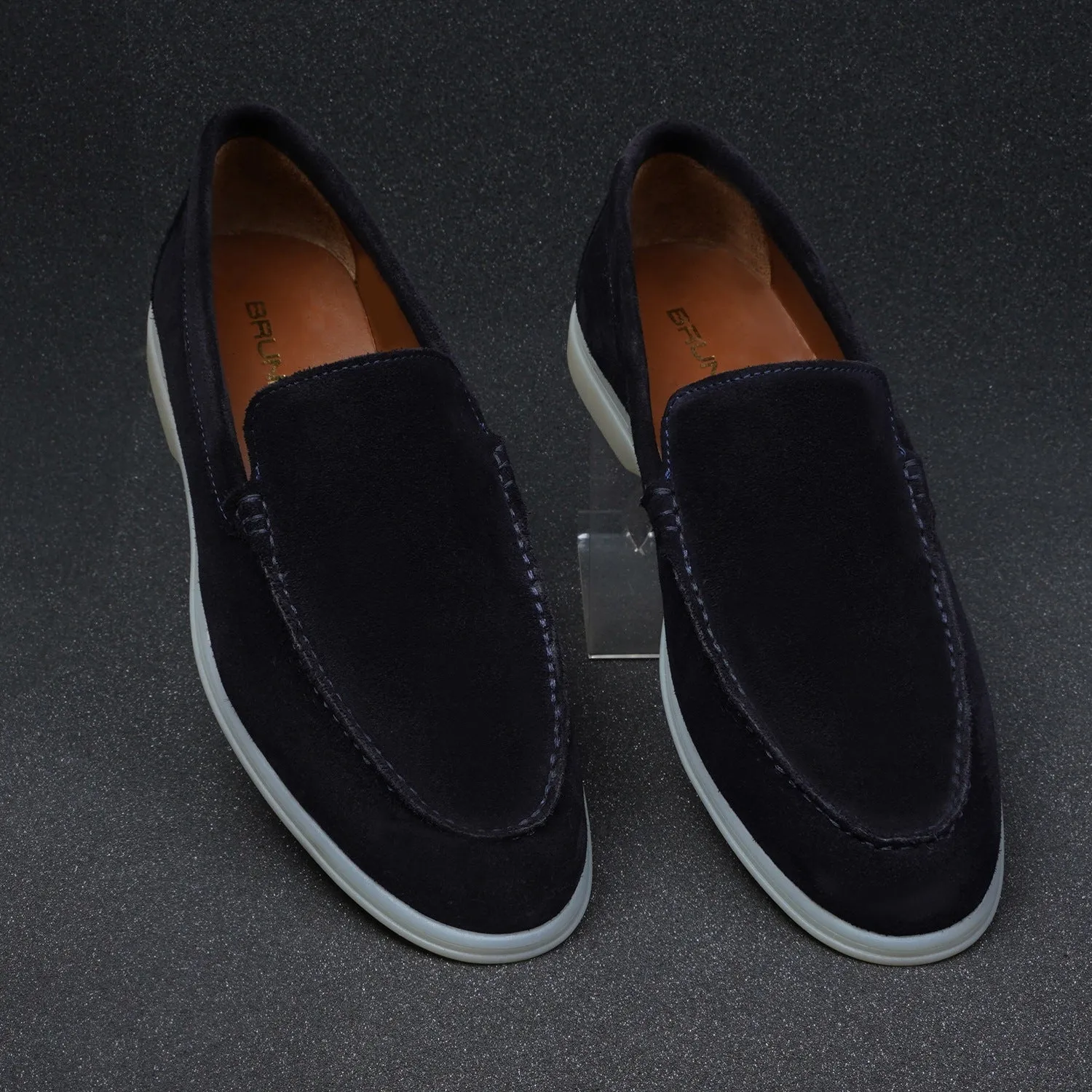 Easy Walk Yacht Shoes in Navy Blue Suede Leather