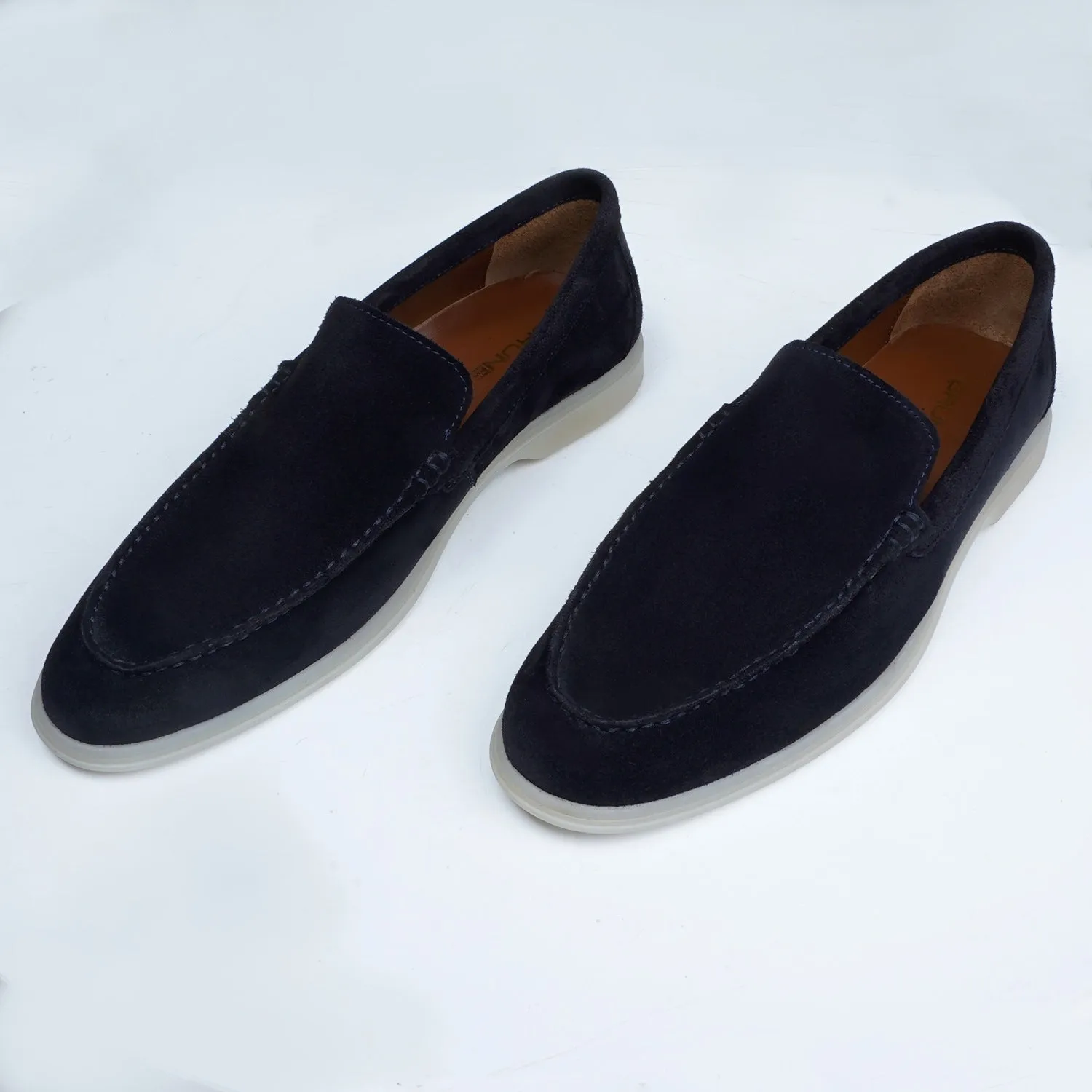 Easy Walk Yacht Shoes in Navy Blue Suede Leather