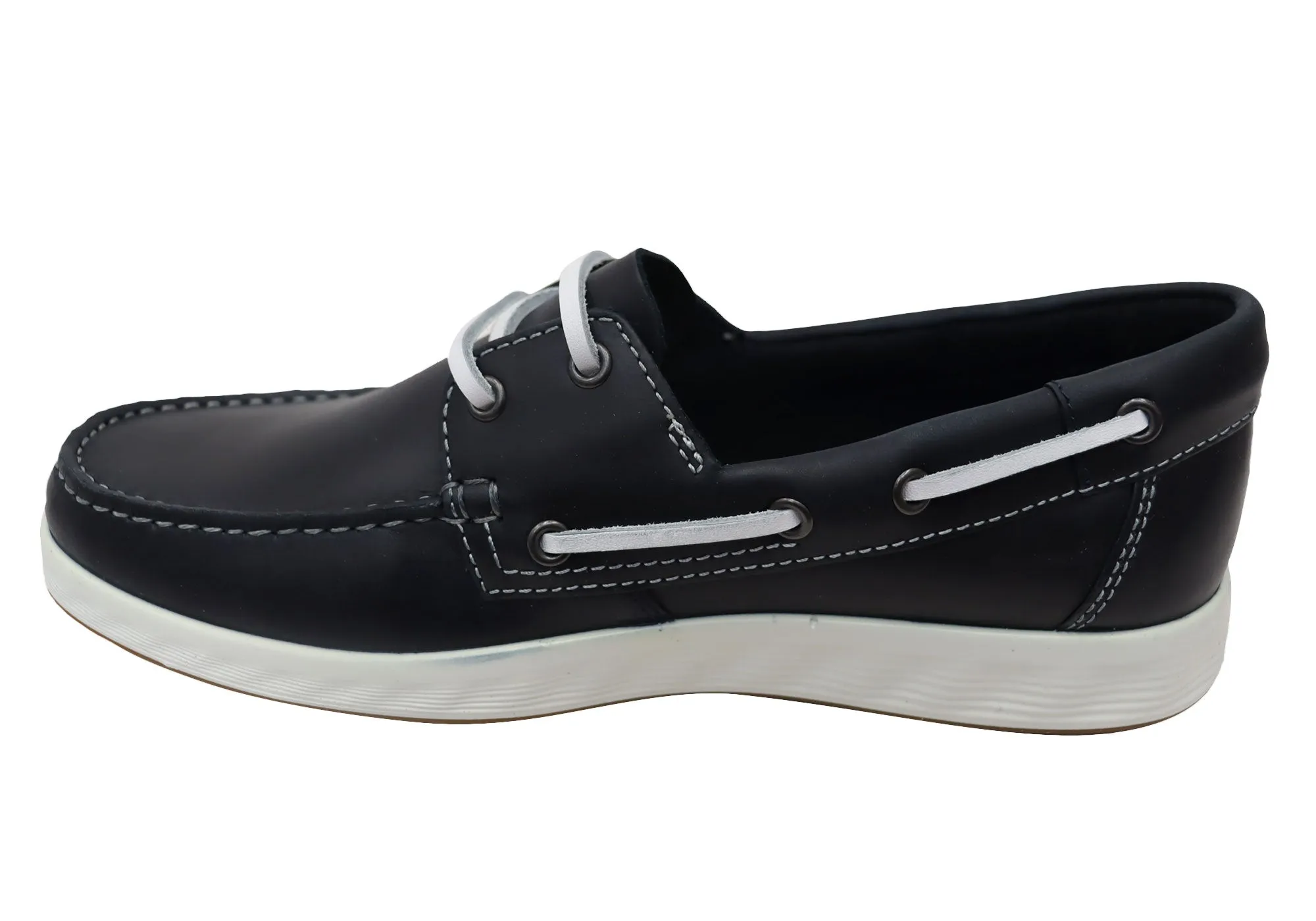 ECCO Mens Comfortable Leather S Lite Moc Boat Shoes