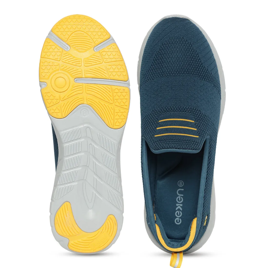 Eeken ESHGIA104 Teal Blue And Yellow Athleisure Shoes For Men