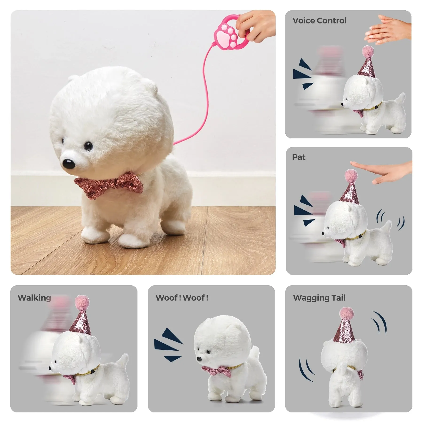 Electronic toy dog, walking puppy remote and voice control interactive stuffed dog toy with walking barking shaking tail, DIY doghouse for kids 3 Years 