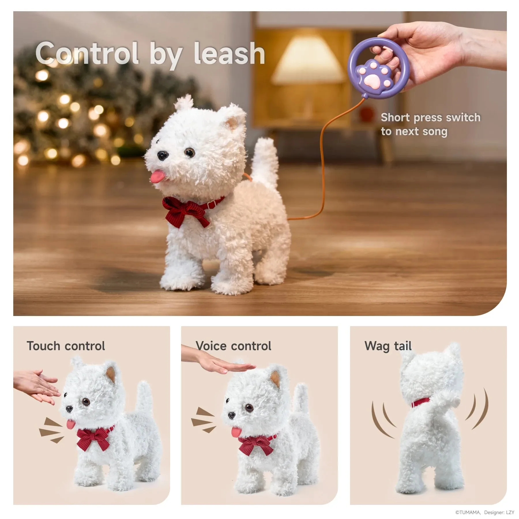 Electronic Walking Dog Toy with Bone and Leash for Toddlers