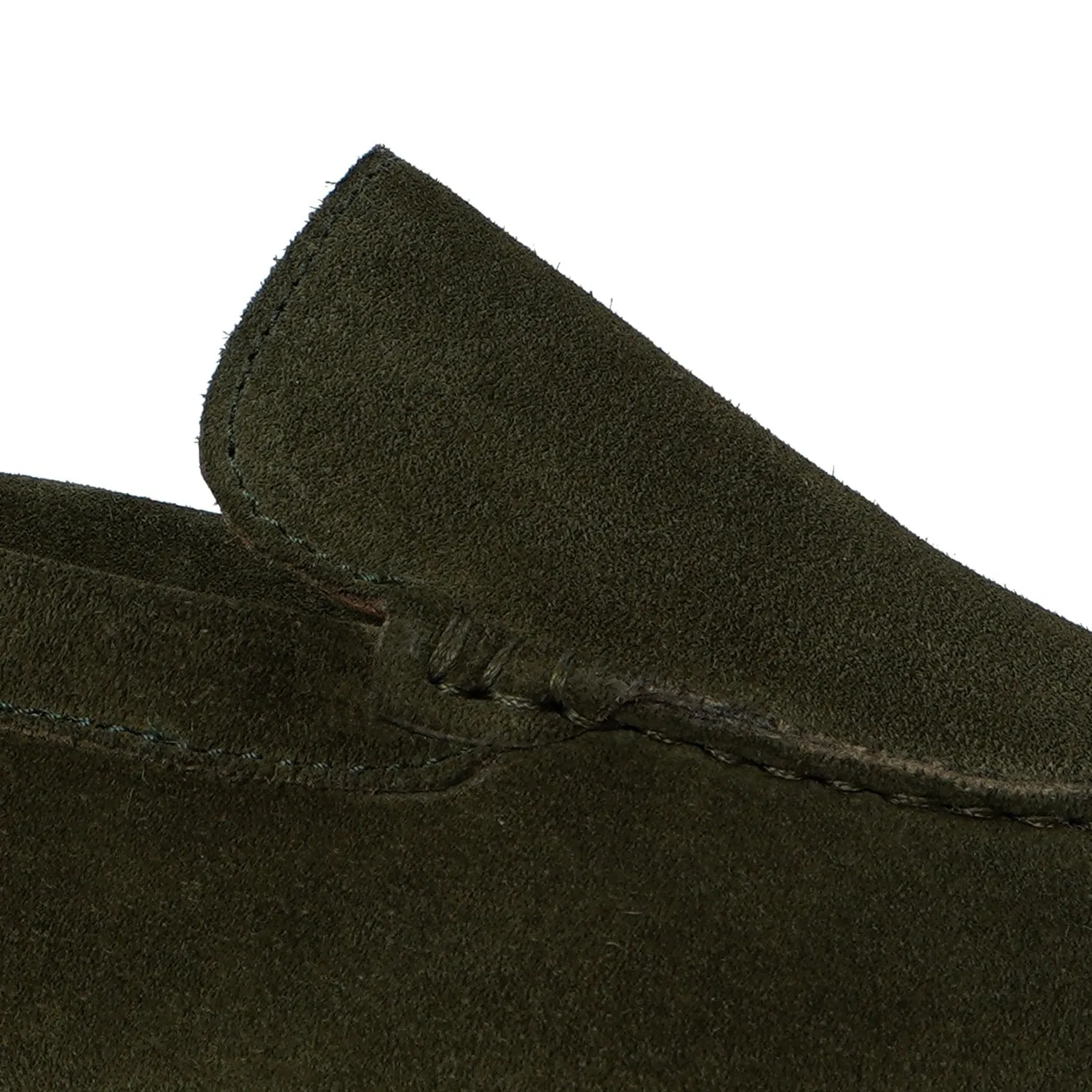 Elegant Yacht Shoes in Olive Green Suede Leather