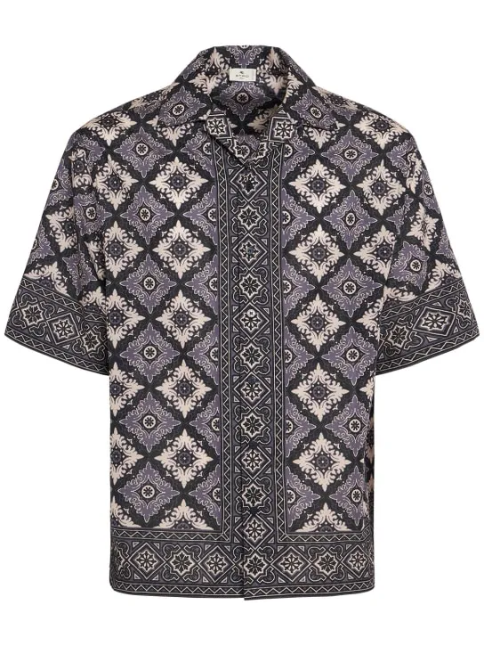 Etro   Printed cotton short sleeve shirt 