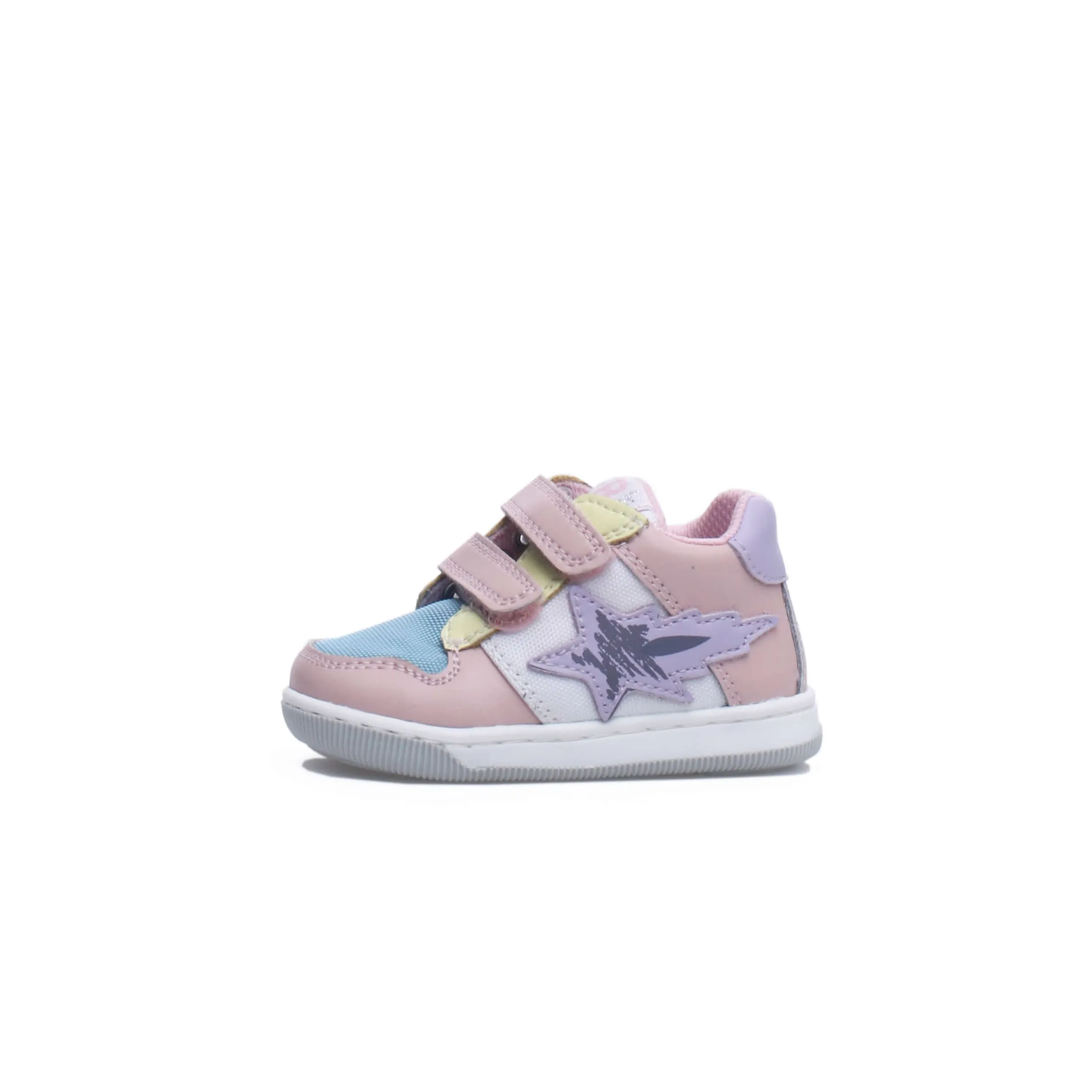 FALCOTTO - Frankie Girls Pink and White Star Leather Sneakers