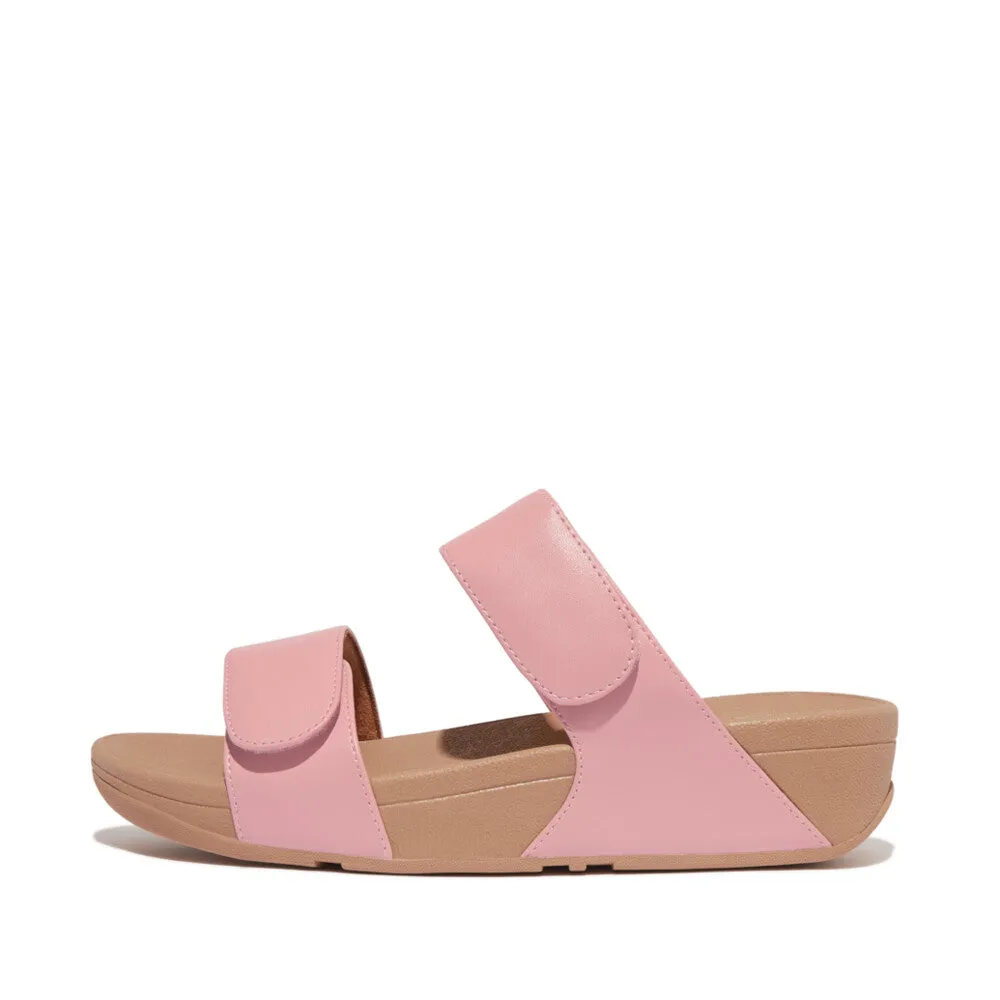 FitFlop Lulu Leather Velcro Adjustable Slides Blush