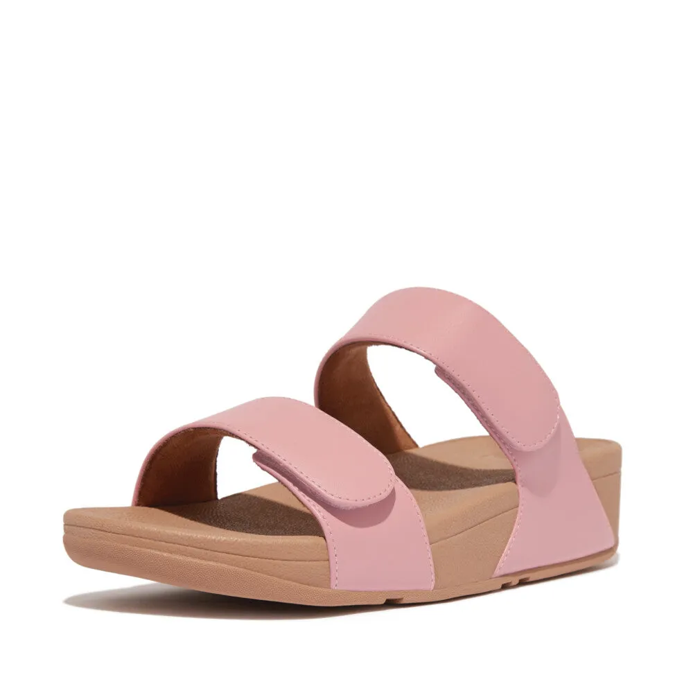 FitFlop Lulu Leather Velcro Adjustable Slides Blush