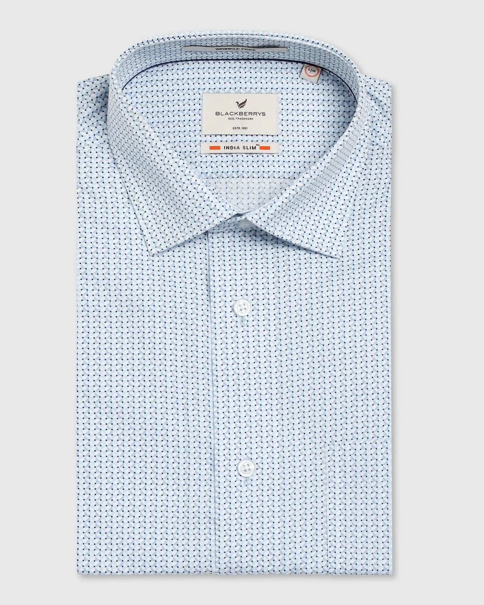 Formal Blue Printed Shirt - Zone