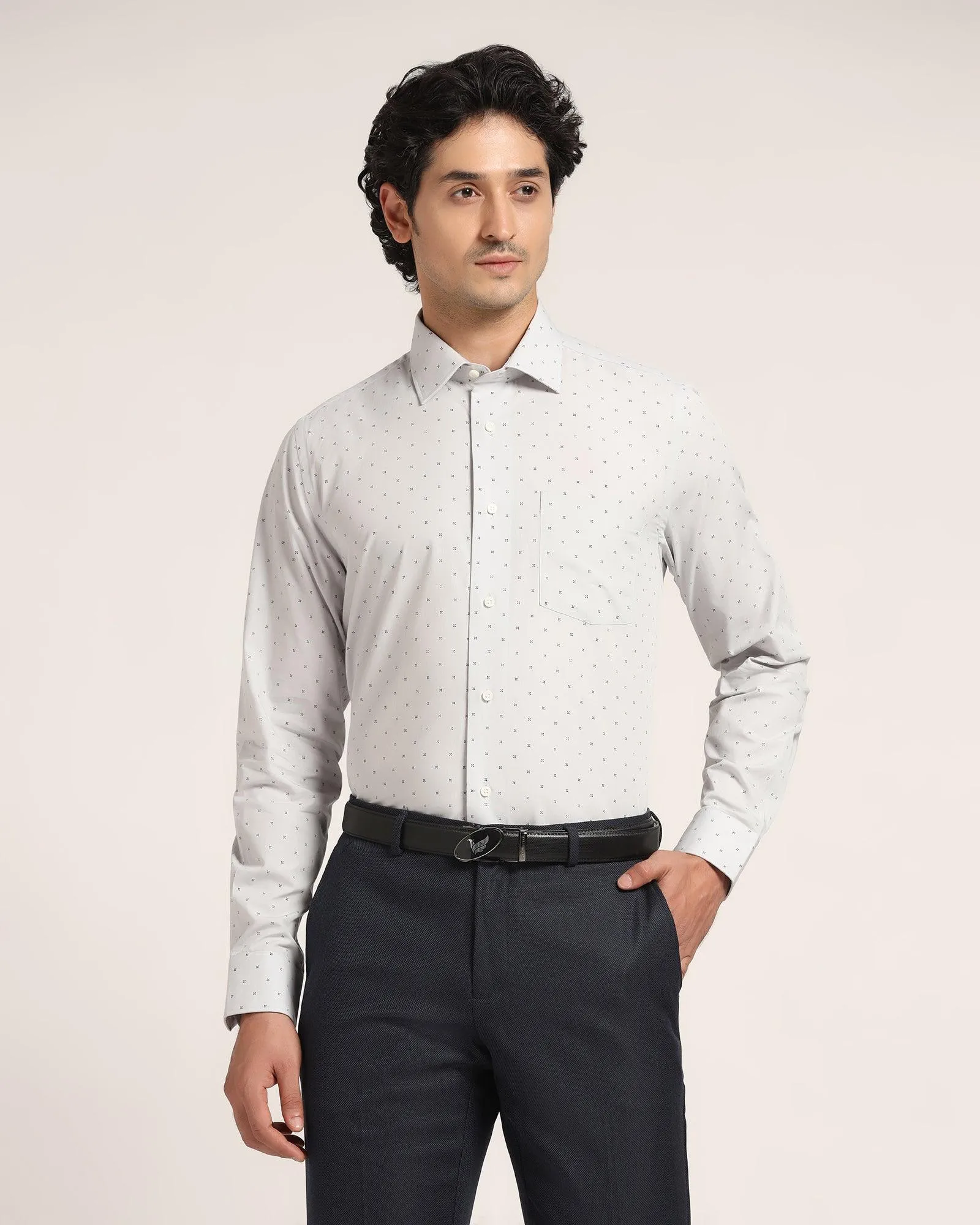 Formal Grey Printed Shirt - Ally