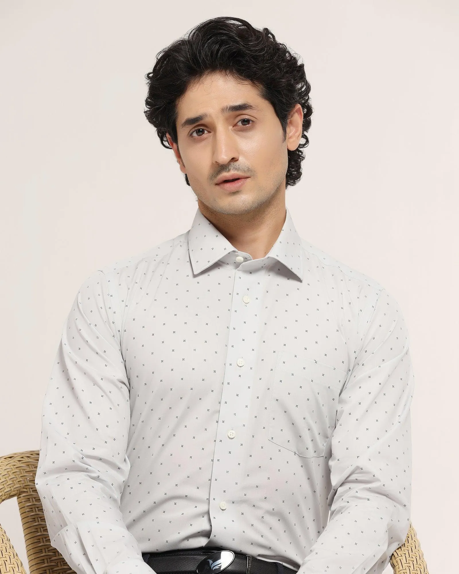 Formal Grey Printed Shirt - Ally