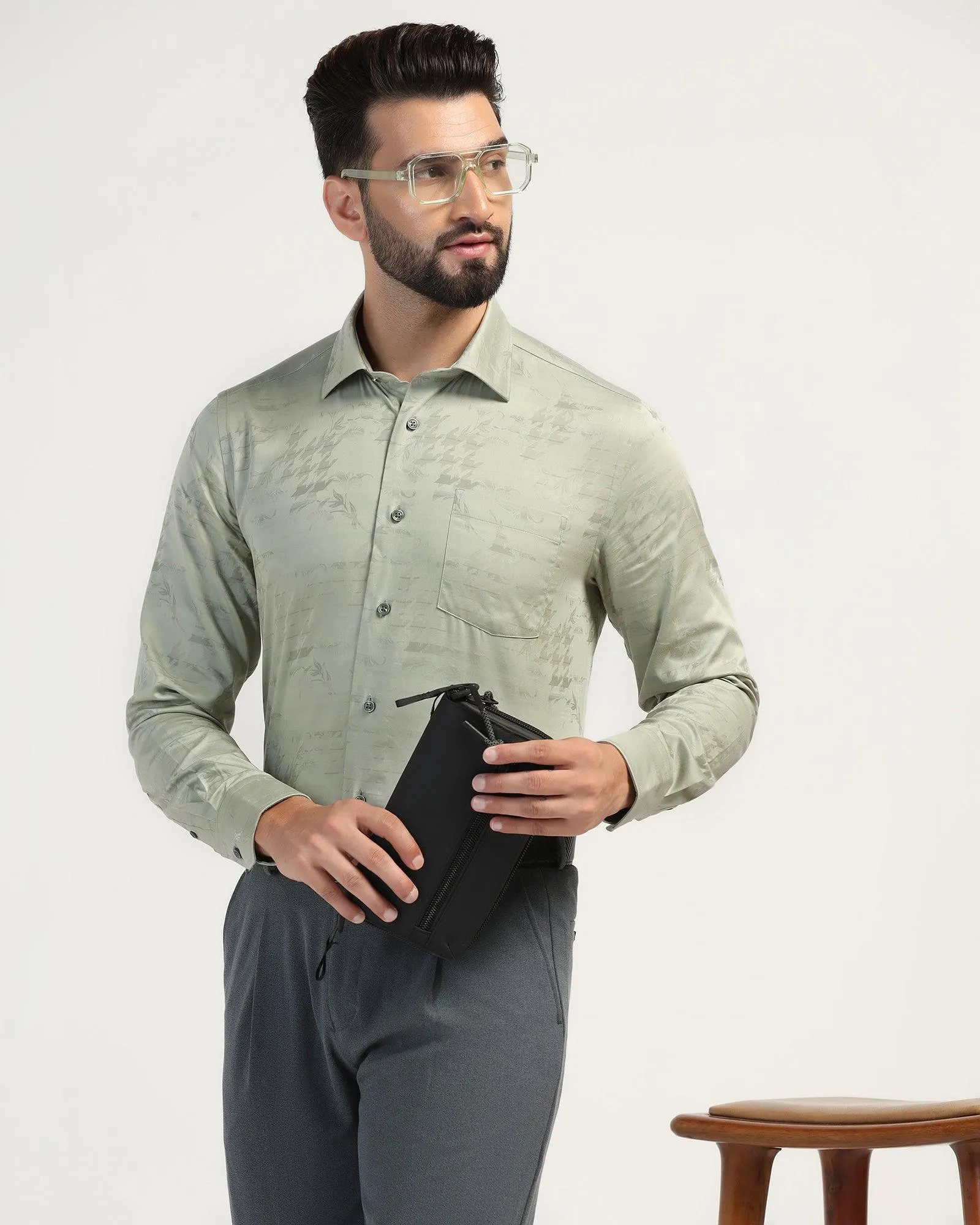 Formal Olive Printed Shirt - Jacob