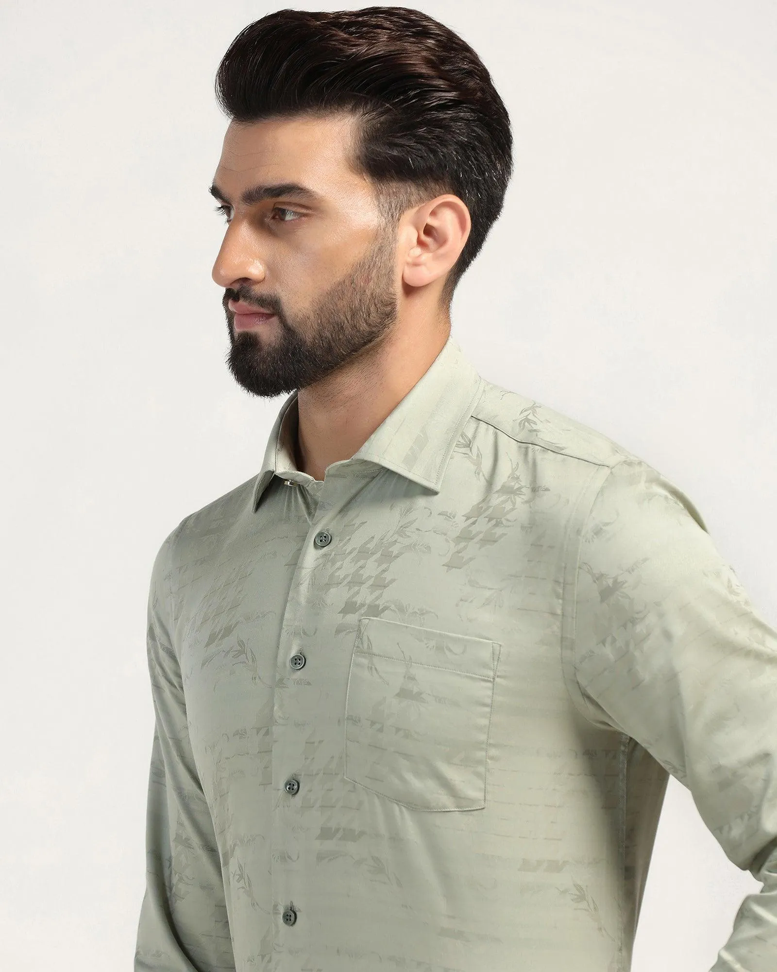 Formal Olive Printed Shirt - Jacob