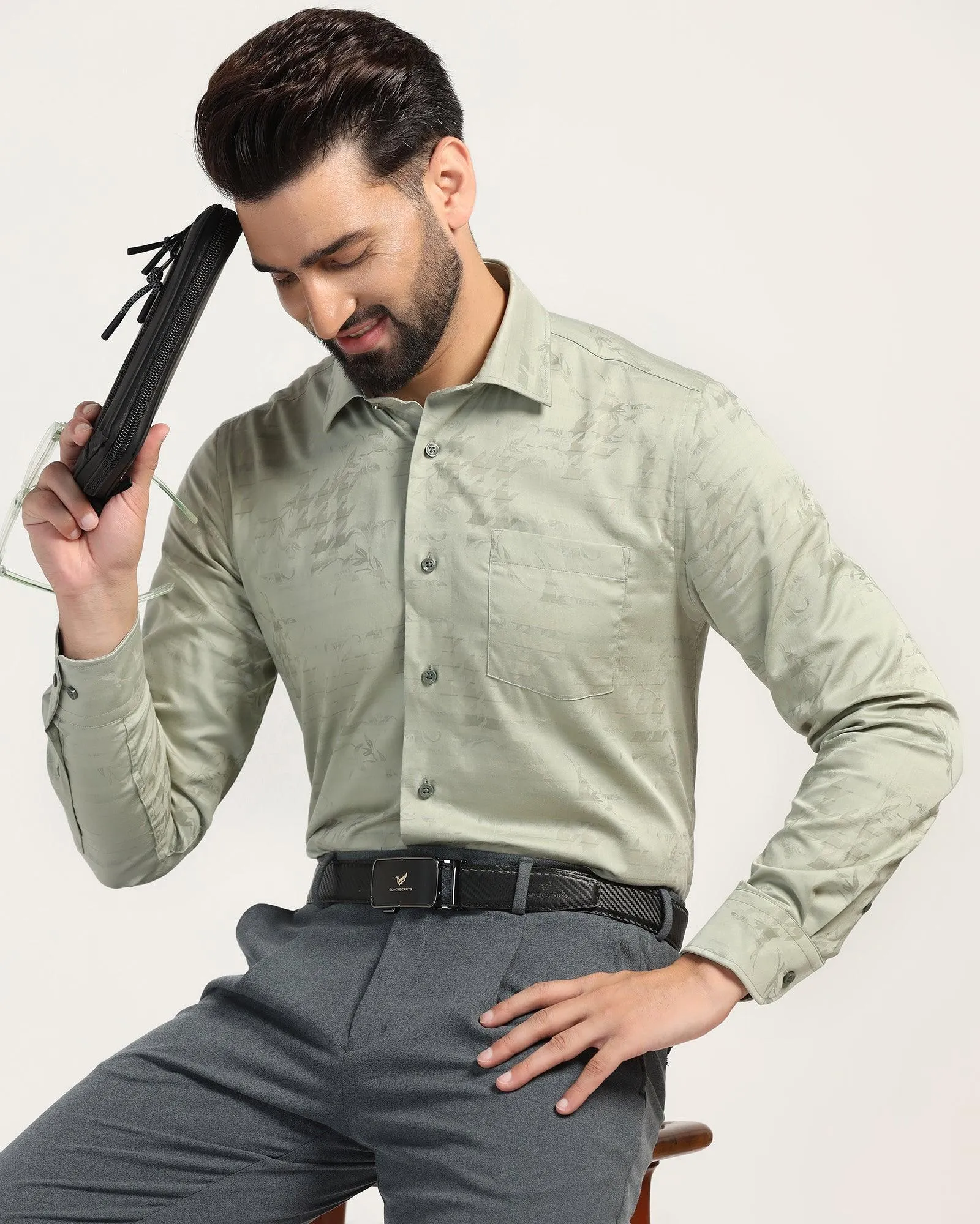 Formal Olive Printed Shirt - Jacob