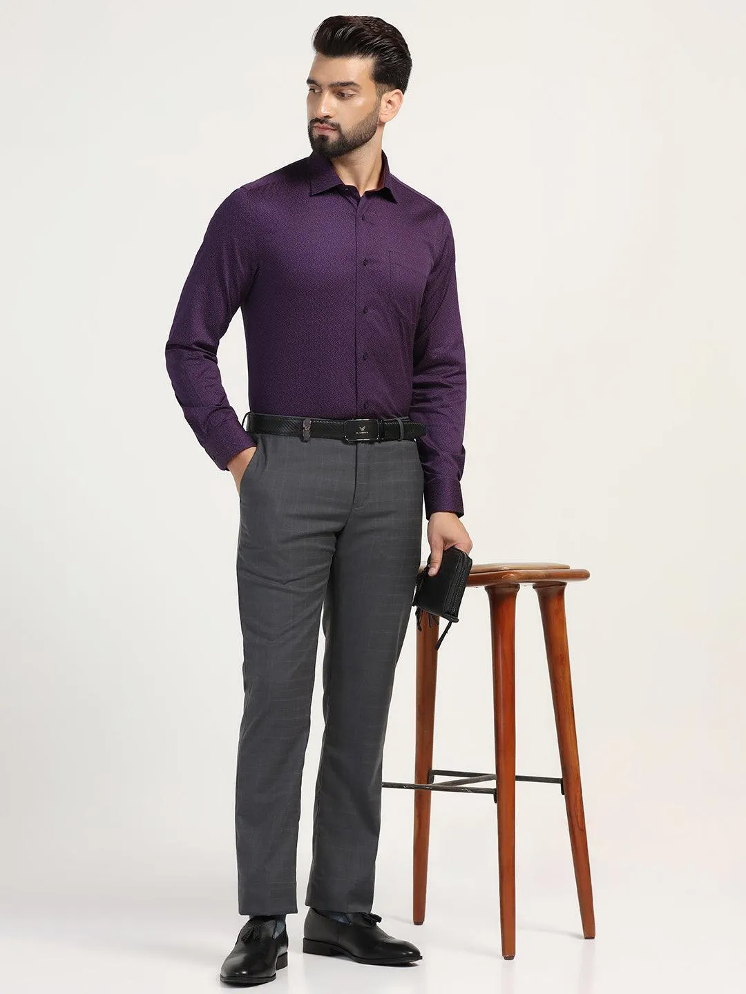 Formal Plum Printed Shirt - Grotto